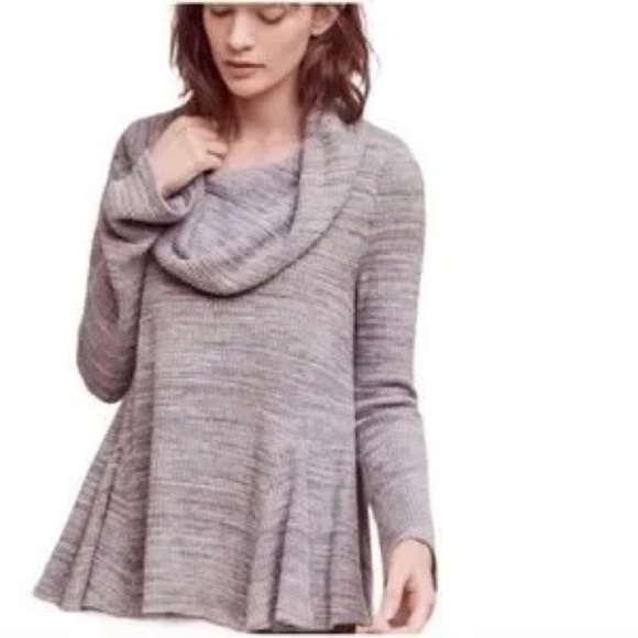 Anthropologie Postmark Maurisa Cowl Neck Waffle Knit Sweater in Grey - Picture 1 of 7